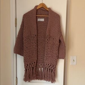 Cozy Knit Cardigan with Fringe